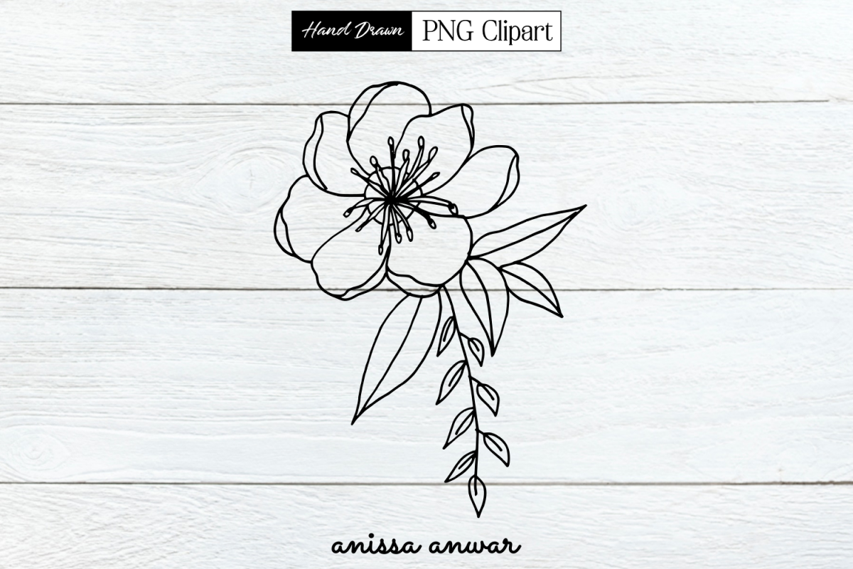 Flowers Bouquet Line Art, Png Clipart, Sublimation Printable example image 1