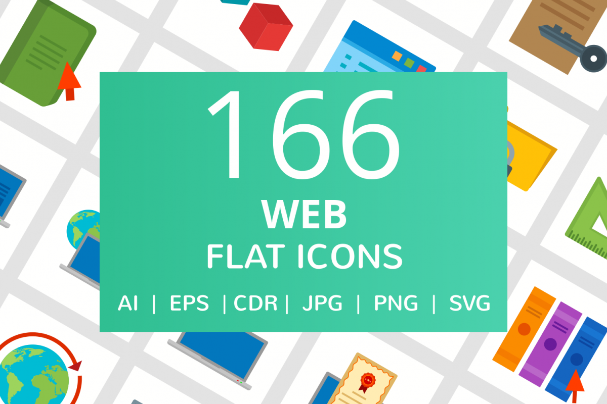 166 Web Flat Icons example image 1