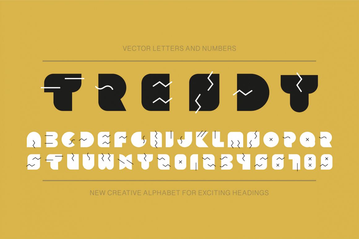 Memphis trendy english alphabet example image 1