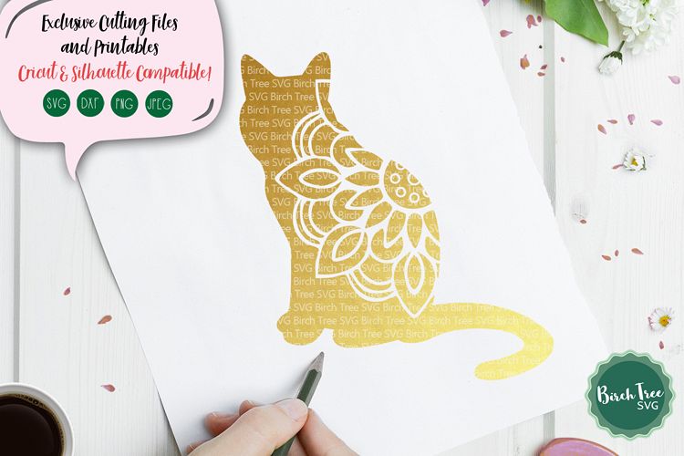 Cat Mandala SVG, Cat Svg, Cat Cut File, Cat Decal Svg Design example image 1