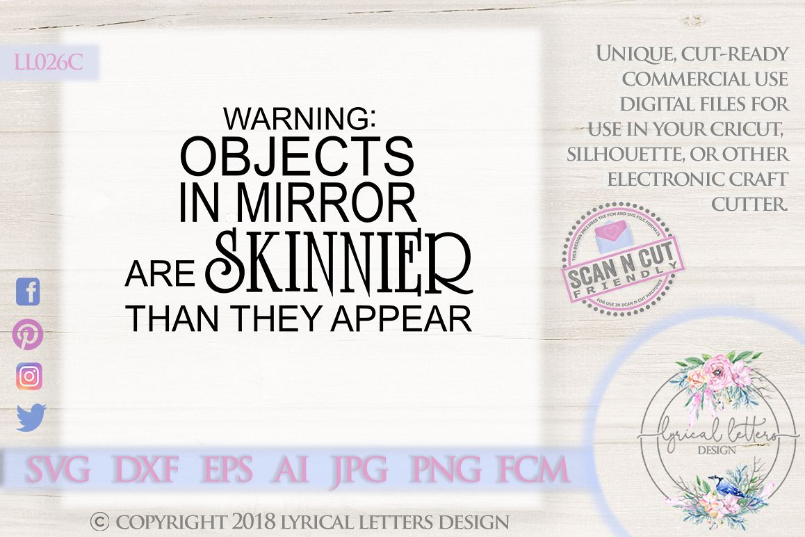 Objects In Mirror Funny Bathroom Mirror Quote SVG DXF LL026C example image 1