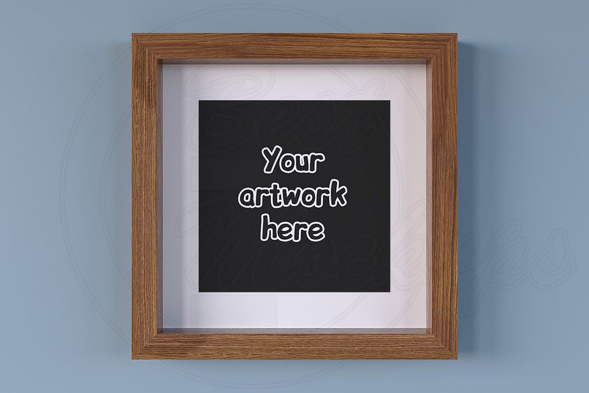 Square wooden frame mockup anysize example image 1