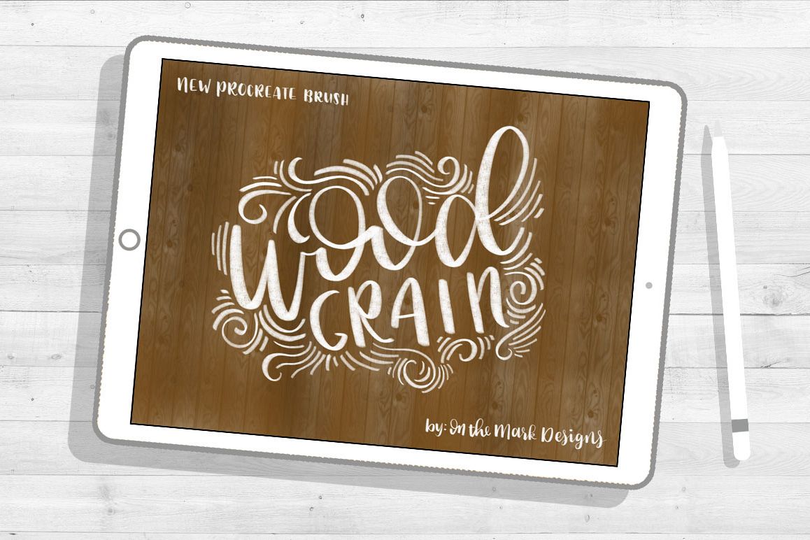 Wood Grain Lettering Procreate Brush example image 1