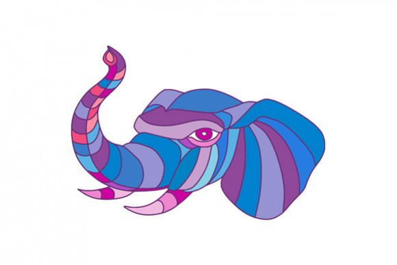 Elephant Head Side Low Polygon example image 1