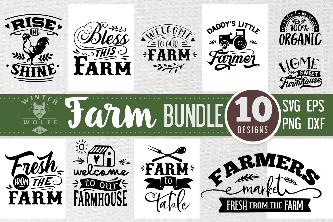 Farm Bundle 10 designs SVG EPS DXF PNG example image 1