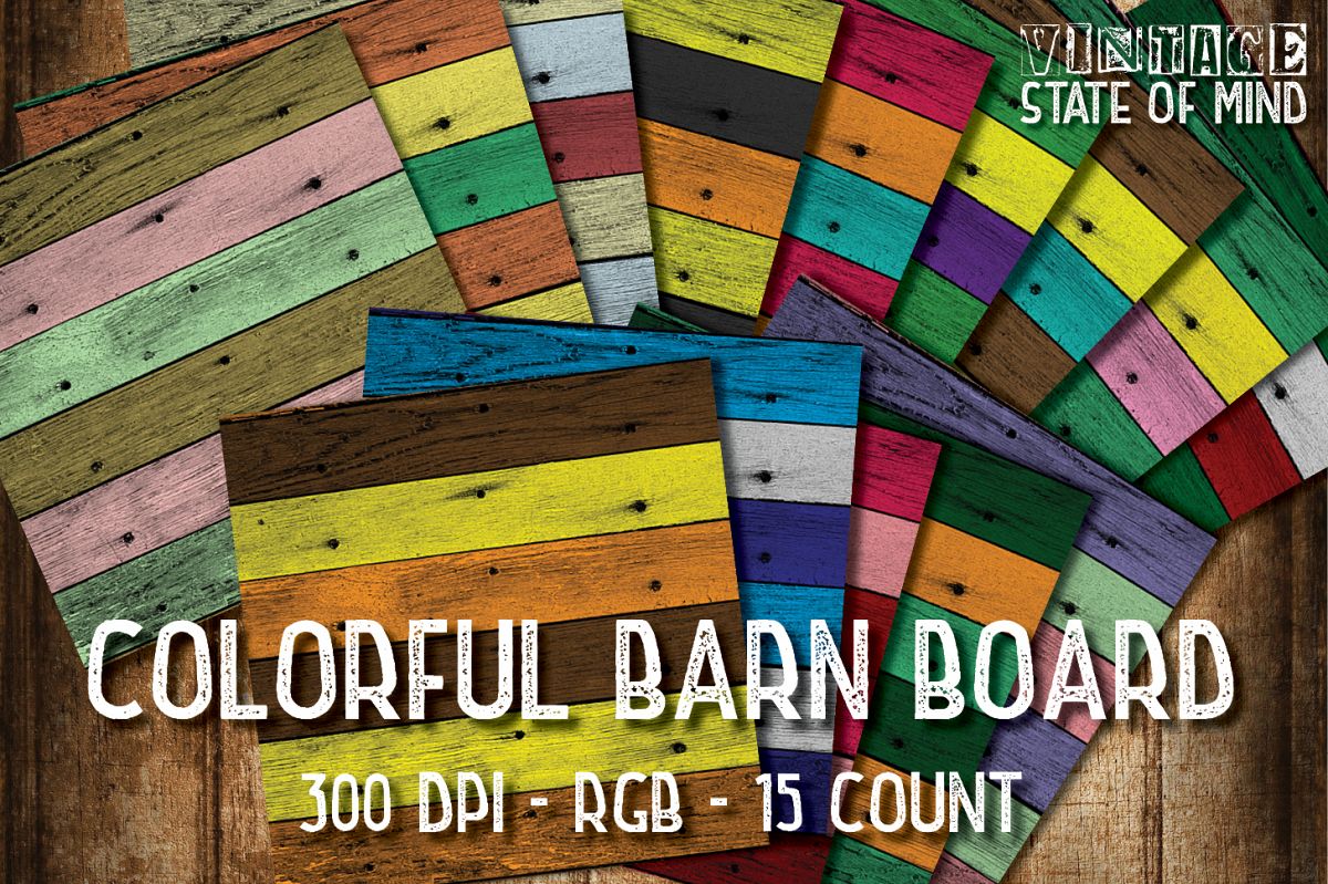Colorful Barn Board Digital Papers example image 1
