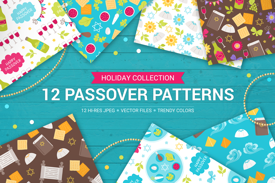12 Passover Seamless Patterns example image 1