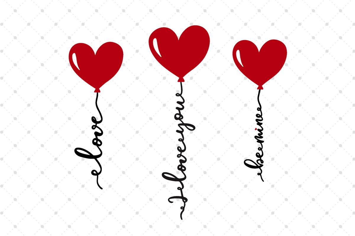 Valentines Day Heart Balloon SVG Cut Files