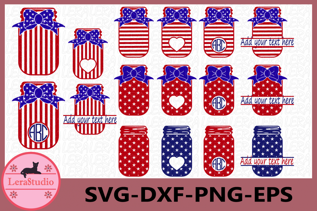 Mason Jar, 4th of July Svg, Fourth of July Mason Jar SVG example image 1