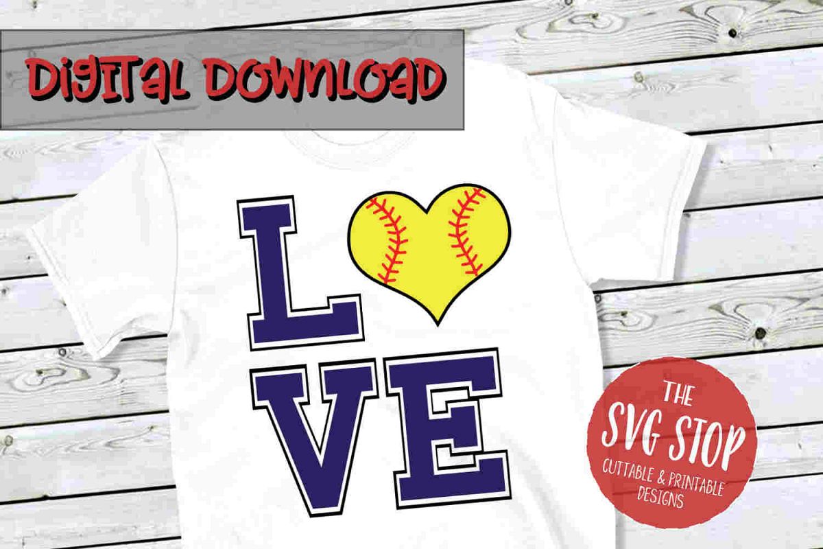 Love Softball 3-SVG, PNG, DXF example image 1