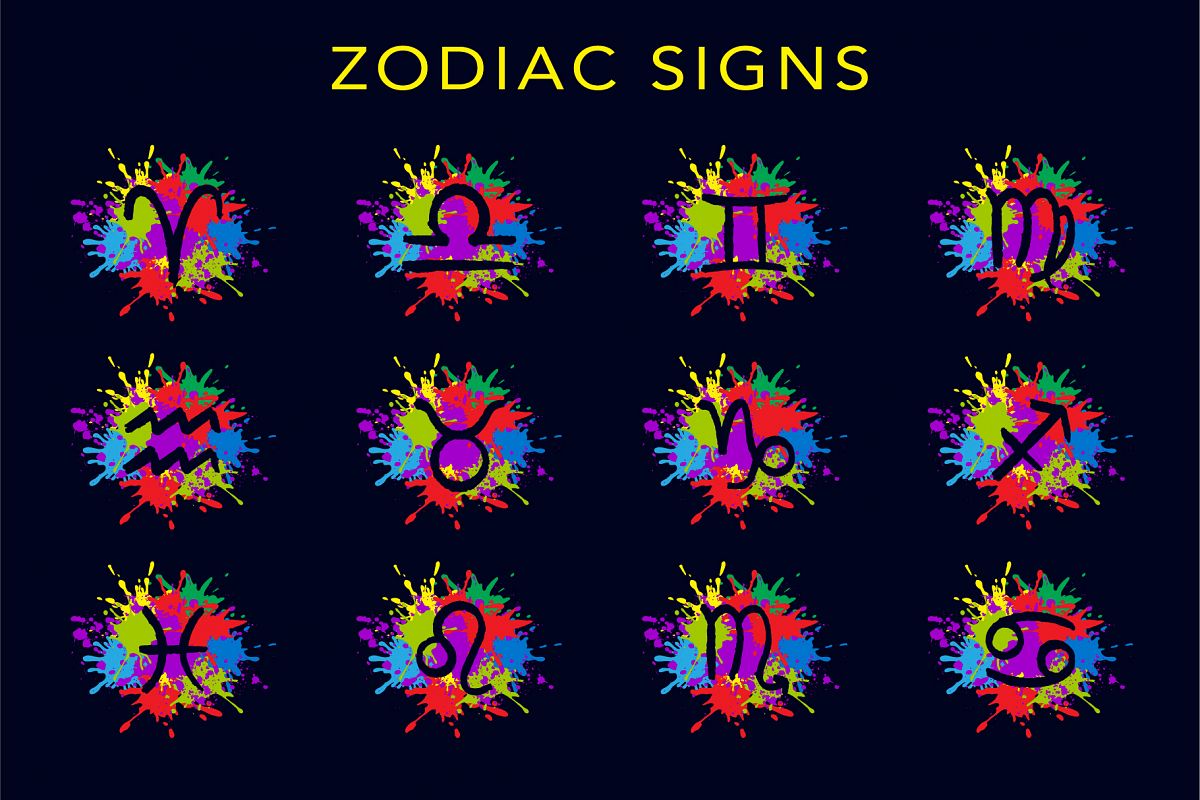 Zodiac signs with colorful splashes example image 1