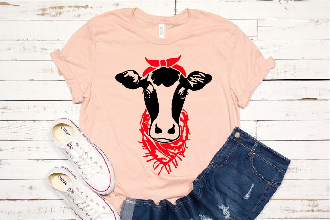 Cow Head whit Bandana and scarf SVG cowboy Farm 1269s example image 1