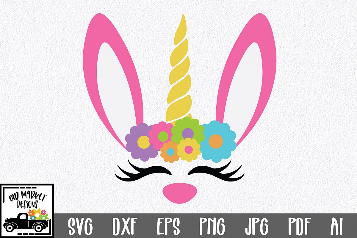 Easter SVG Cut File - Unicorn Bunny SVG DXF EPS PNG JPG AI example image 1