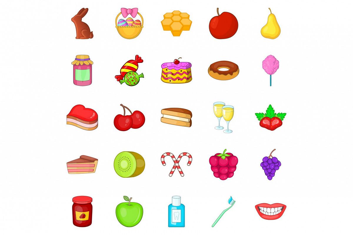 Dessert icons set, cartoon style example image 1