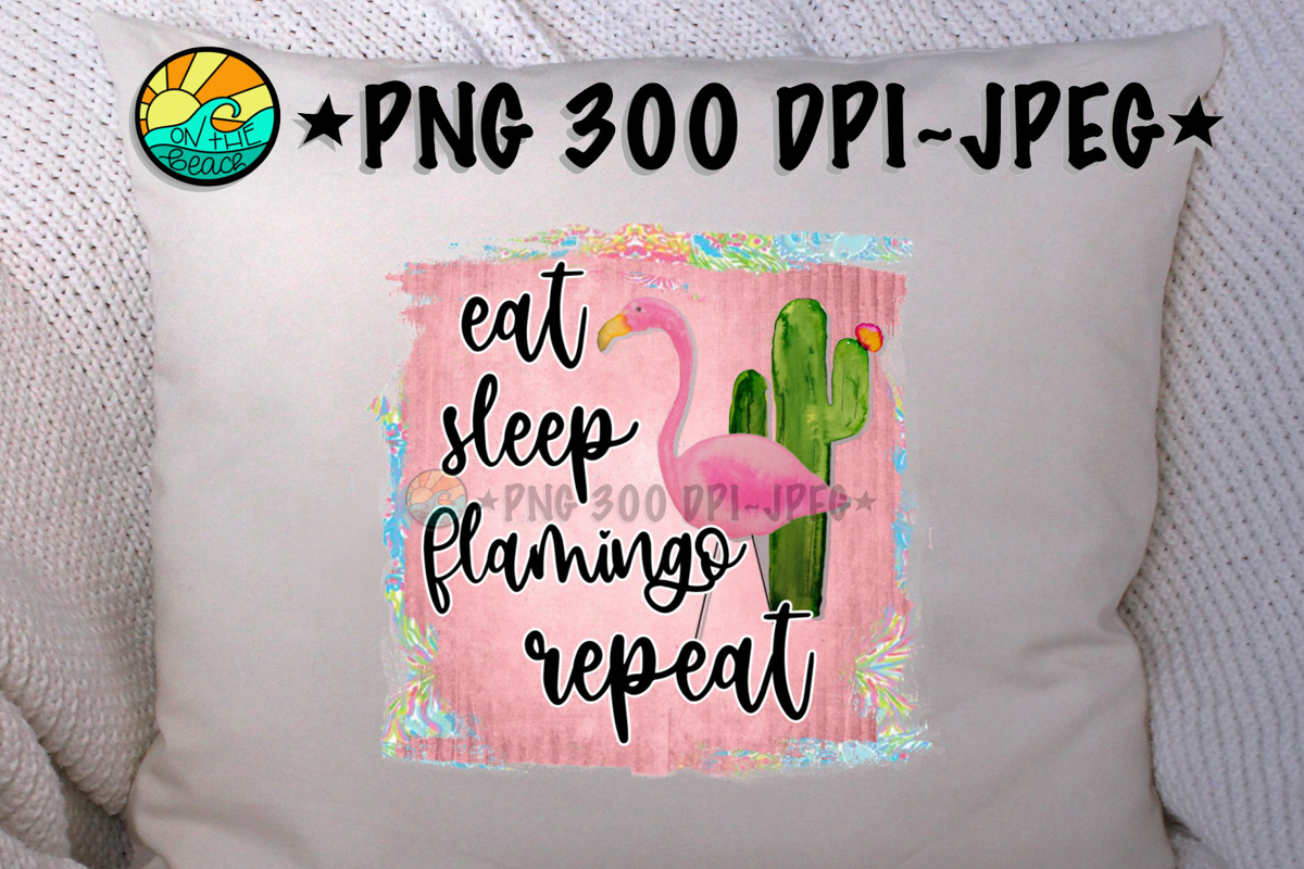 Eat Sleep Flamingo Repeat - PNG for Sublimation example image 1