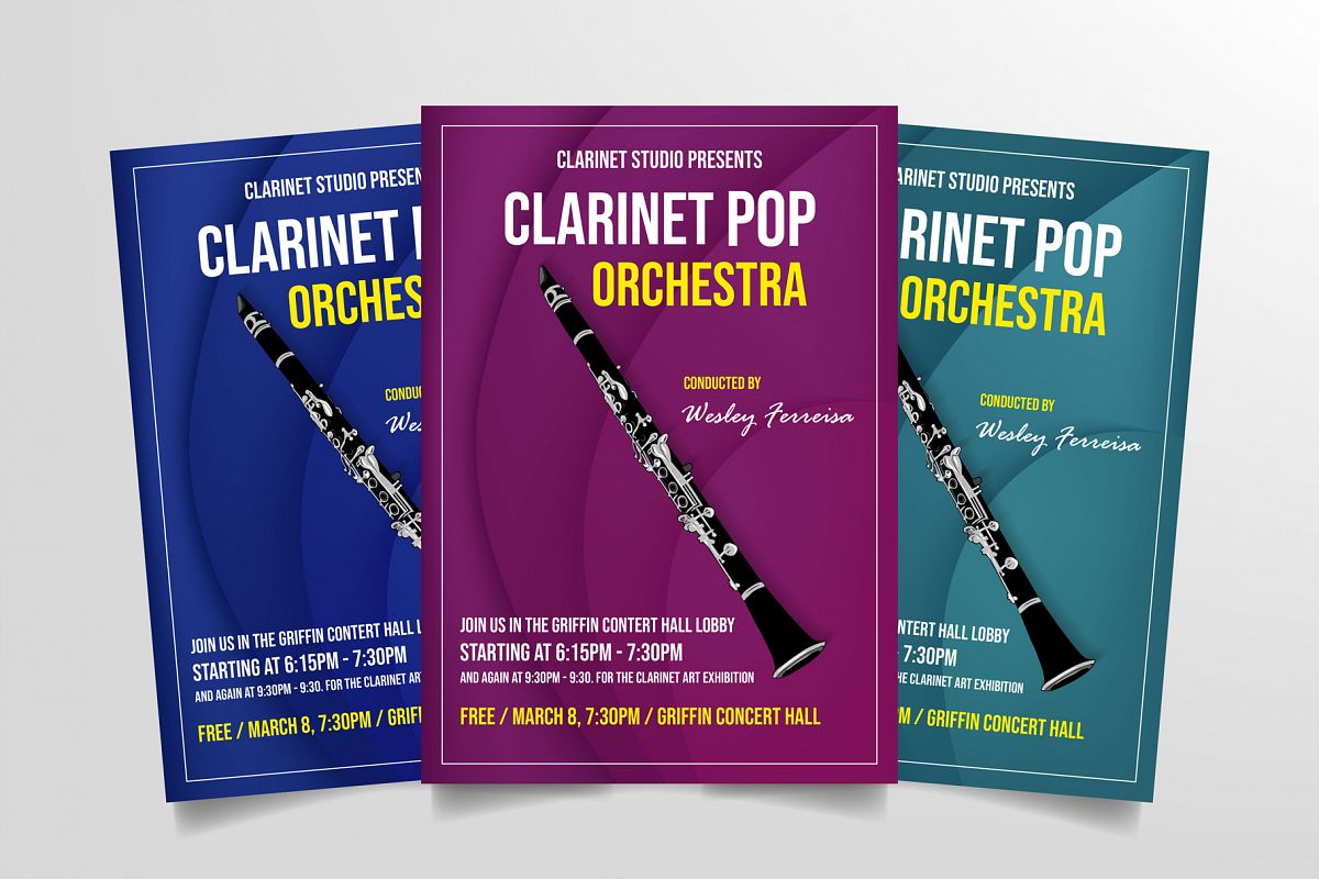 Clarinet Pop Orchestra Flyer Template example image 1