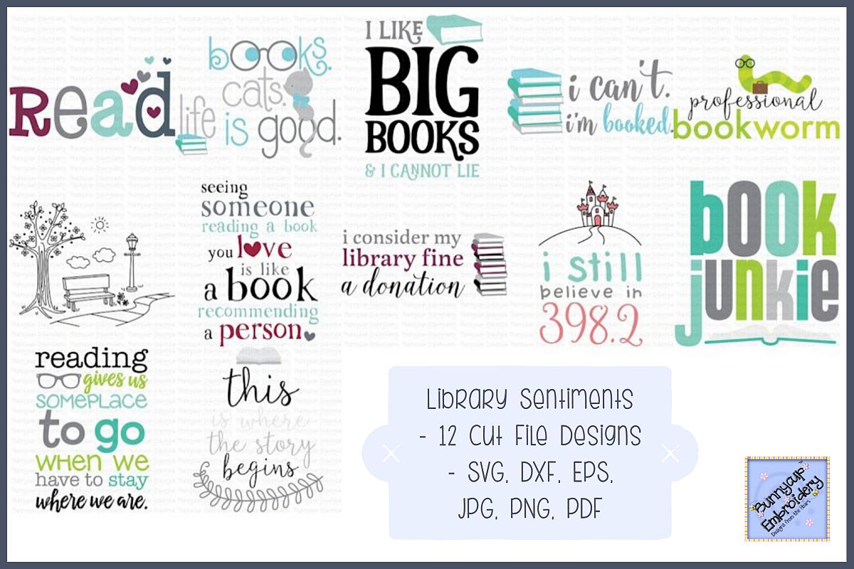 Library Sentiments Bundle - SVG, Clipart, Printables example image 1