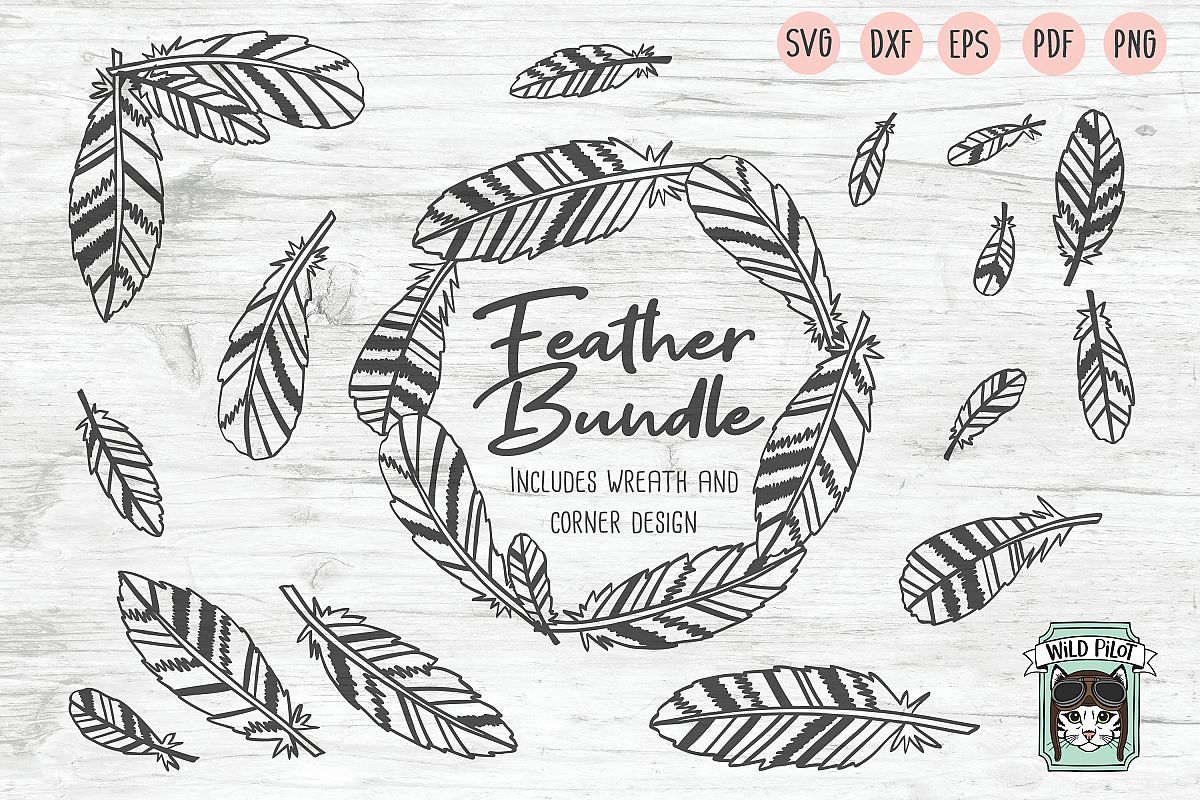 Feathers SVG file Bundle, Boho Feather Wreath cut file example image 1