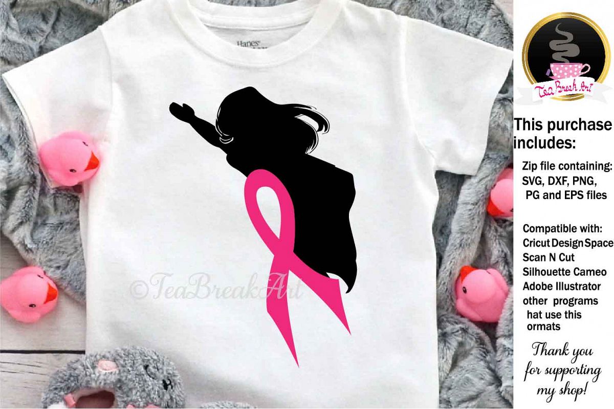 Superwoman Breast Cancer Awareness Cutting Files 1083 example image 1