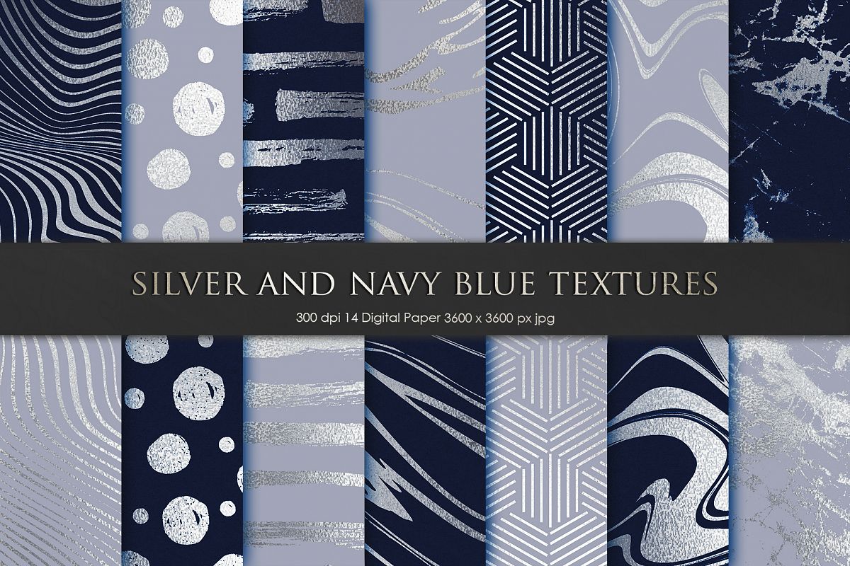Silver and Navy Blue Marble Textures example image 1