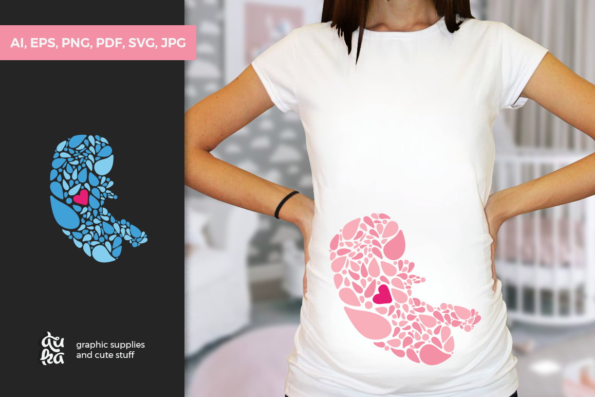 Pregnancy Announcement SVG Cut Files - Fetus First Heartbeat example image 1