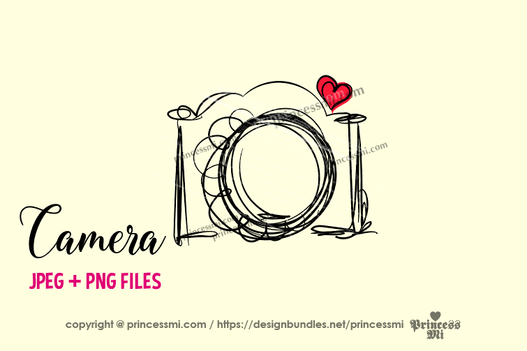 camera clipart - red heart example image 1