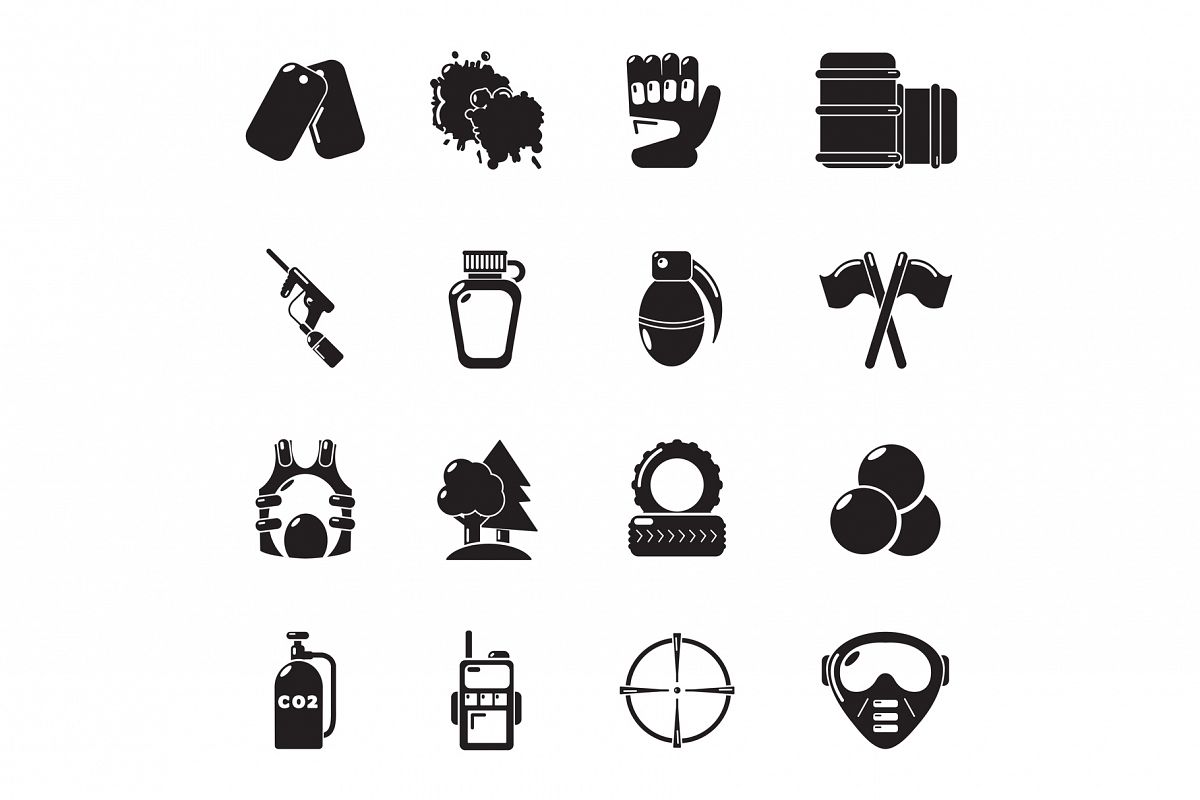 Paintball icons set, simple style example image 1