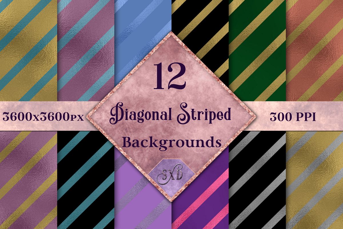 Diagonal Striped Backgrounds - 12 Image Set example image 1
