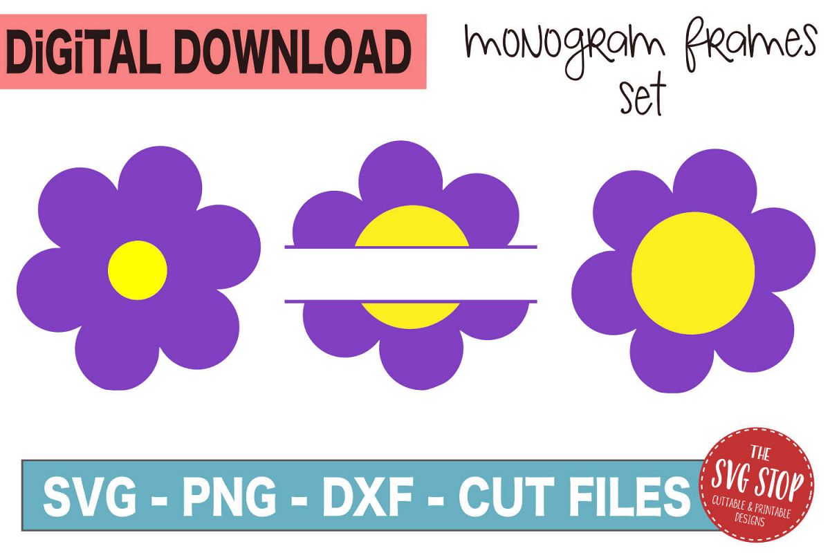 Flower Monogram Frames - SVG, PNG, DXF example image 1