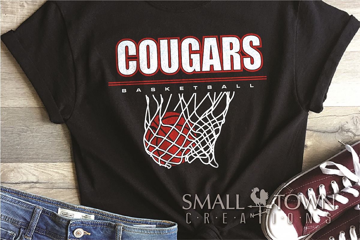 Cougar basketball, Cougars mascot, PRINT, CUT, DESIGN example image 1