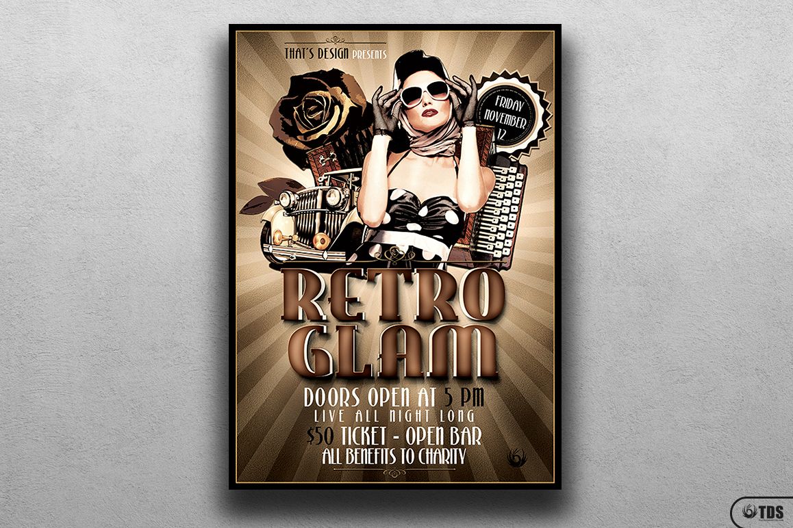 Retro Glam Flyer Template V1 example image 1