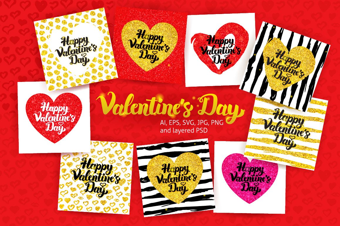 Happy Valentine's Day Postcards Lettering example image 1