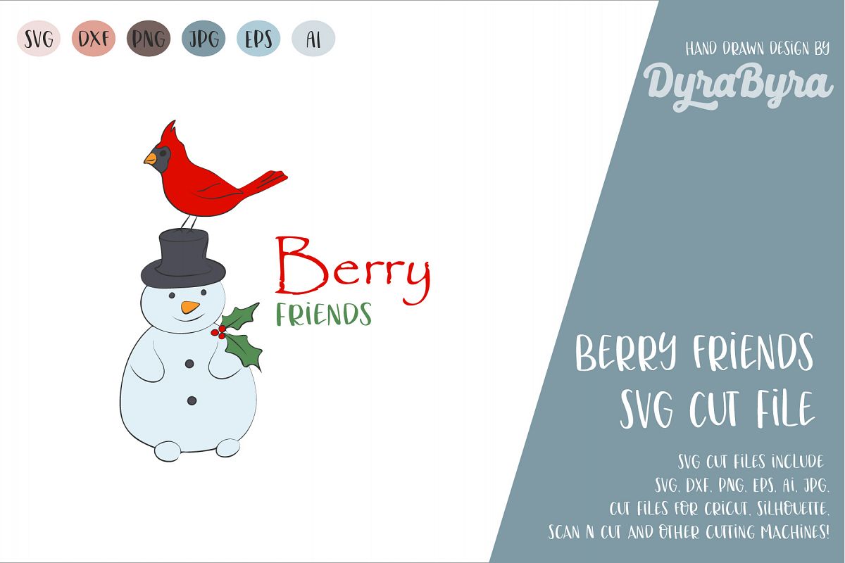 Best Friends SVG / Cardinal Bird and Snowman SVG Cut File example image 1