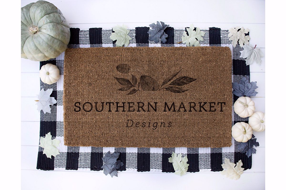 Fall Blank Door Mat Mock Up Photo Stock Photography example image 1