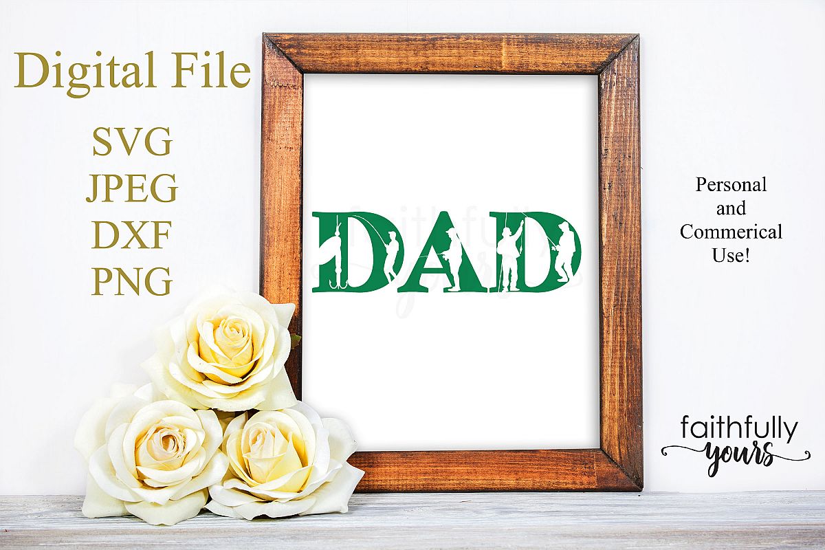 Dad with fisherman and fishing cutouts SVG JPEG DXF PNG example image 1