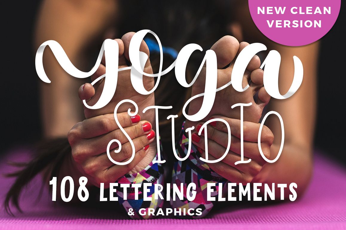 Yoga studio lettering & graphic set example image 1