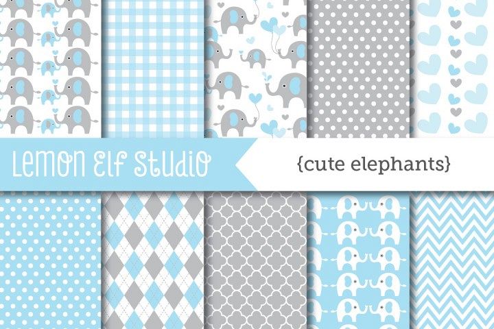 Cute Elephants-Digital Paper (LES.DP10A) example image 1
