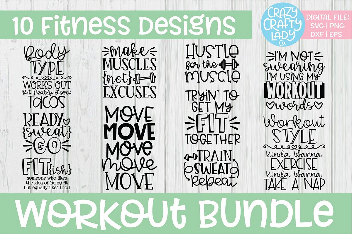 Download Workout SVG DXF EPS PNG Cut File Bundle