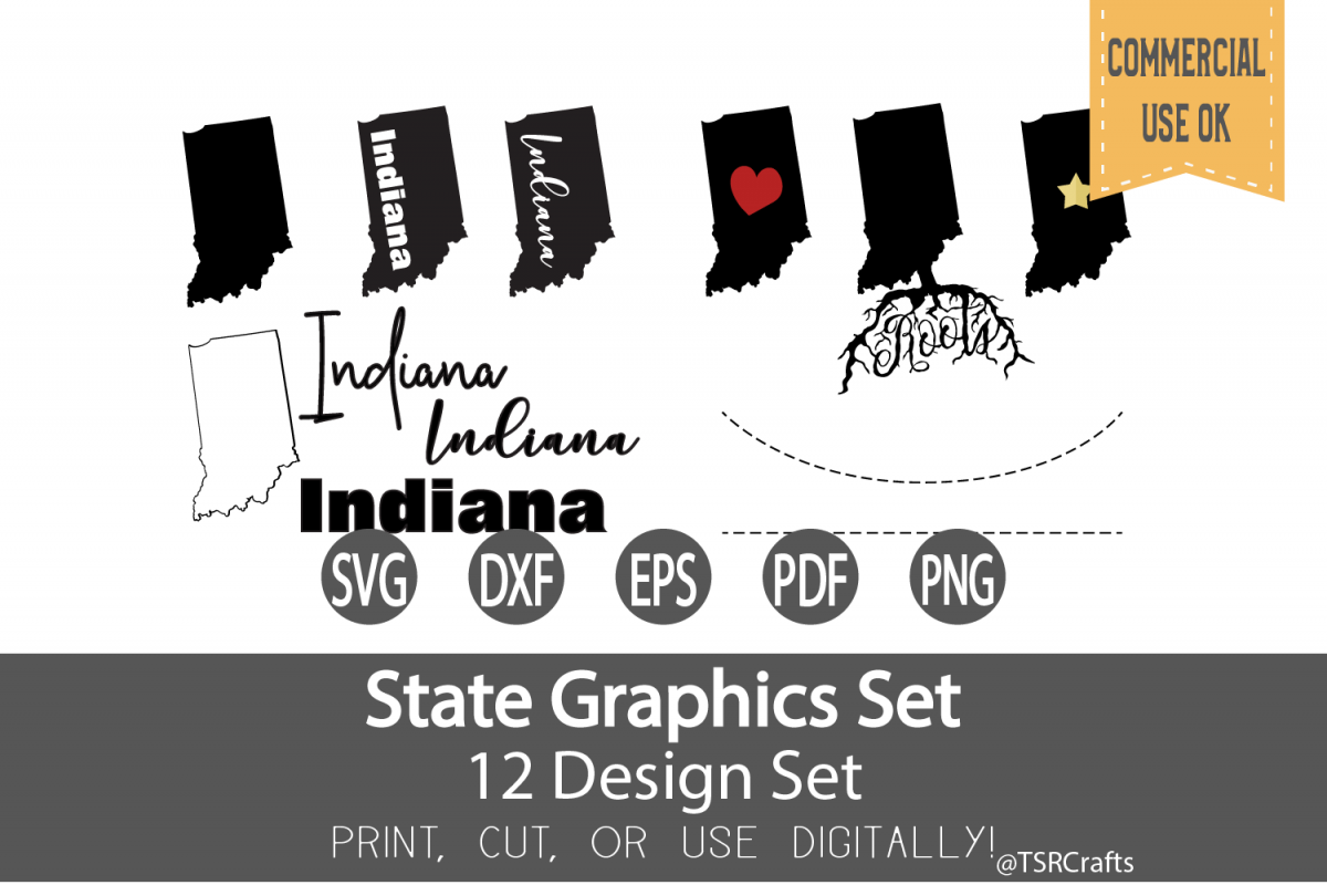 Indiana State Graphics Set - Clip Art and Digital Cut files example image 1