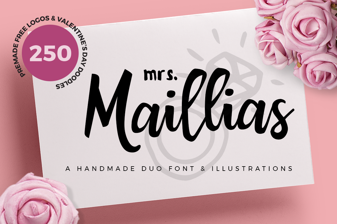 Mrs Maillias Duo Font & Doodles example image 1