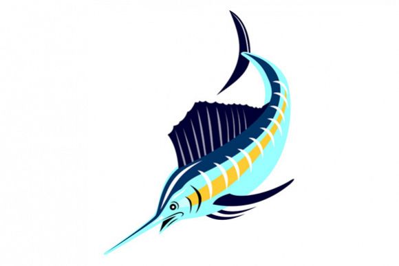Sailfish Fish Jumping Retro example image 1