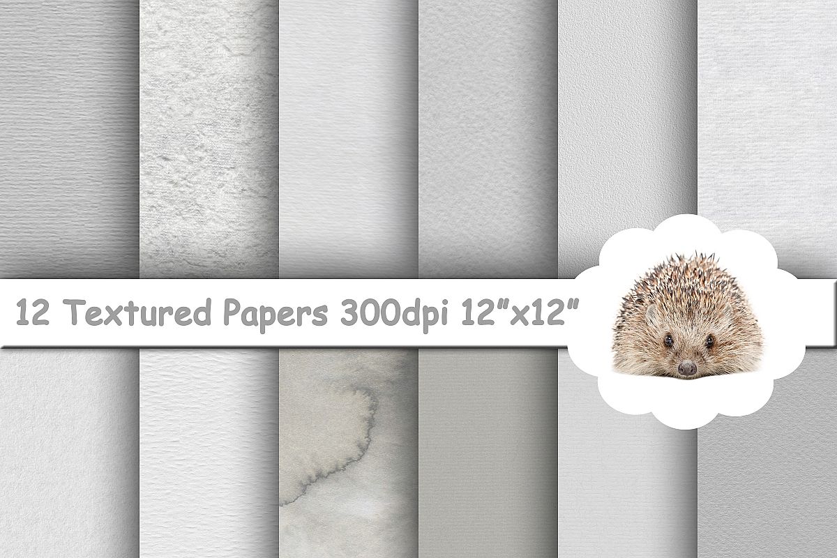 12 Grey Textured Papers / Backgrounds example image 1