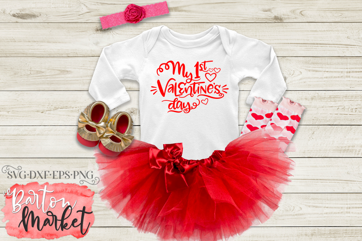 My 1st Valentine's Day SVG DXF EPS PNG example image 1