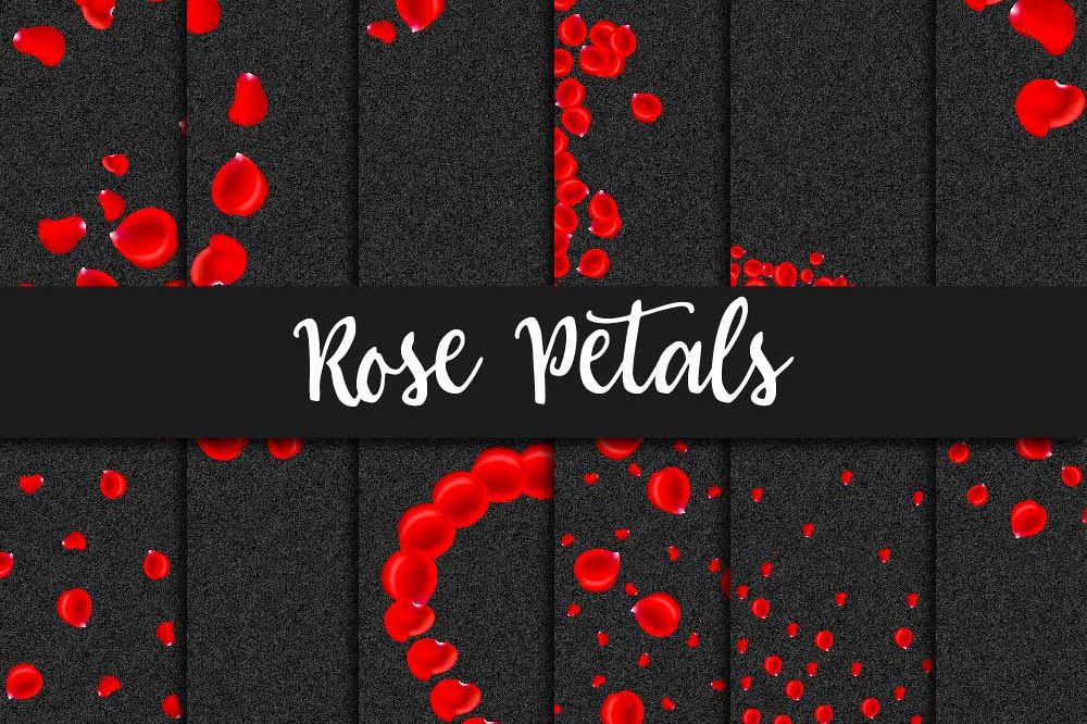 Red Rose Petals Digital Paper example image 1