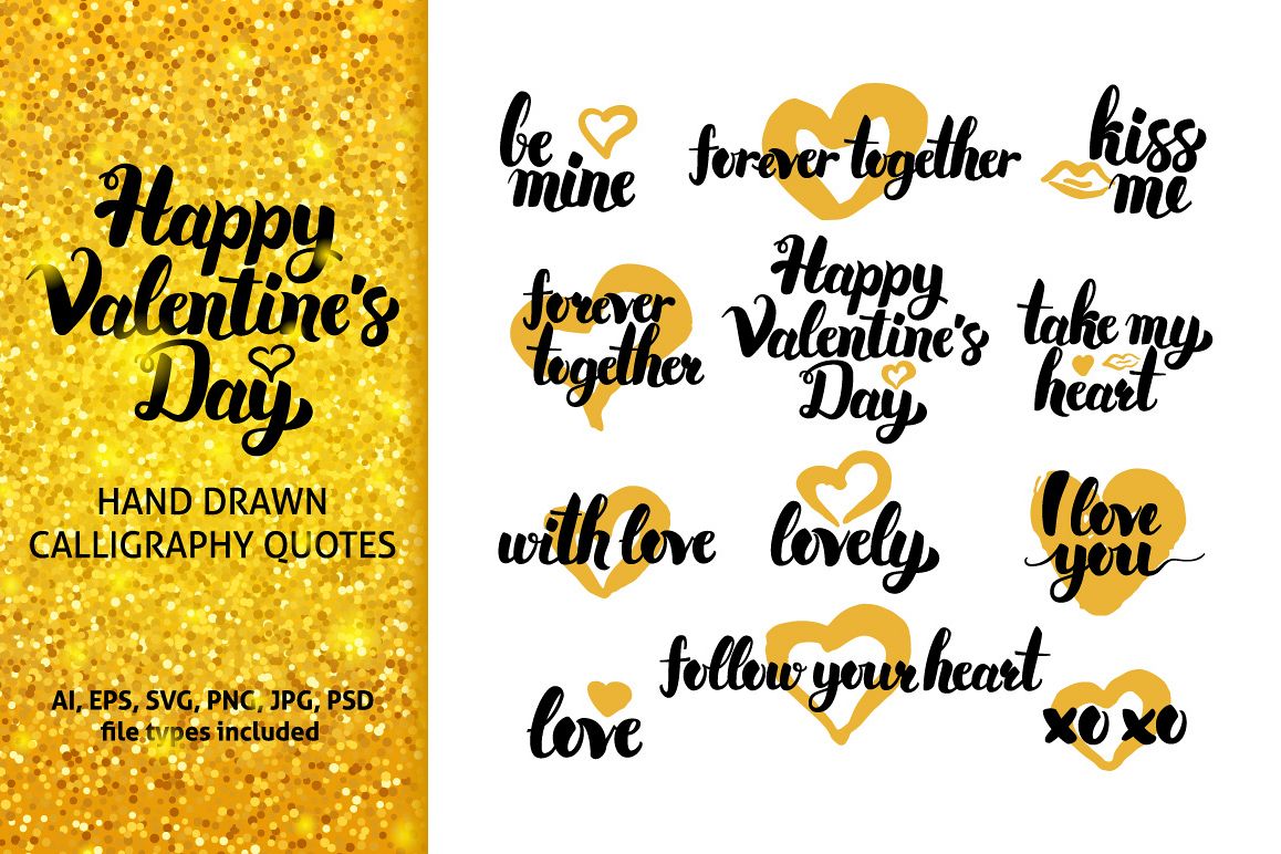 Valentines Day Hand Drawn Quotes example image 1