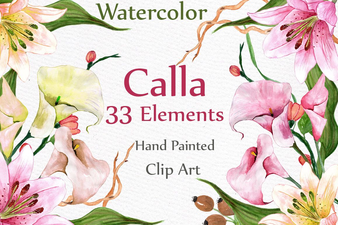 Watercolor floral clip art example image 1