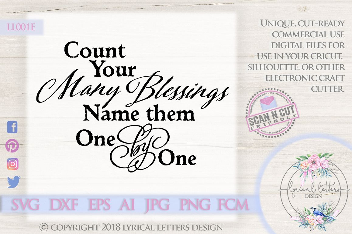 Count Your Many Blessings Christian Hymn SVG DXF LL001E example image 1