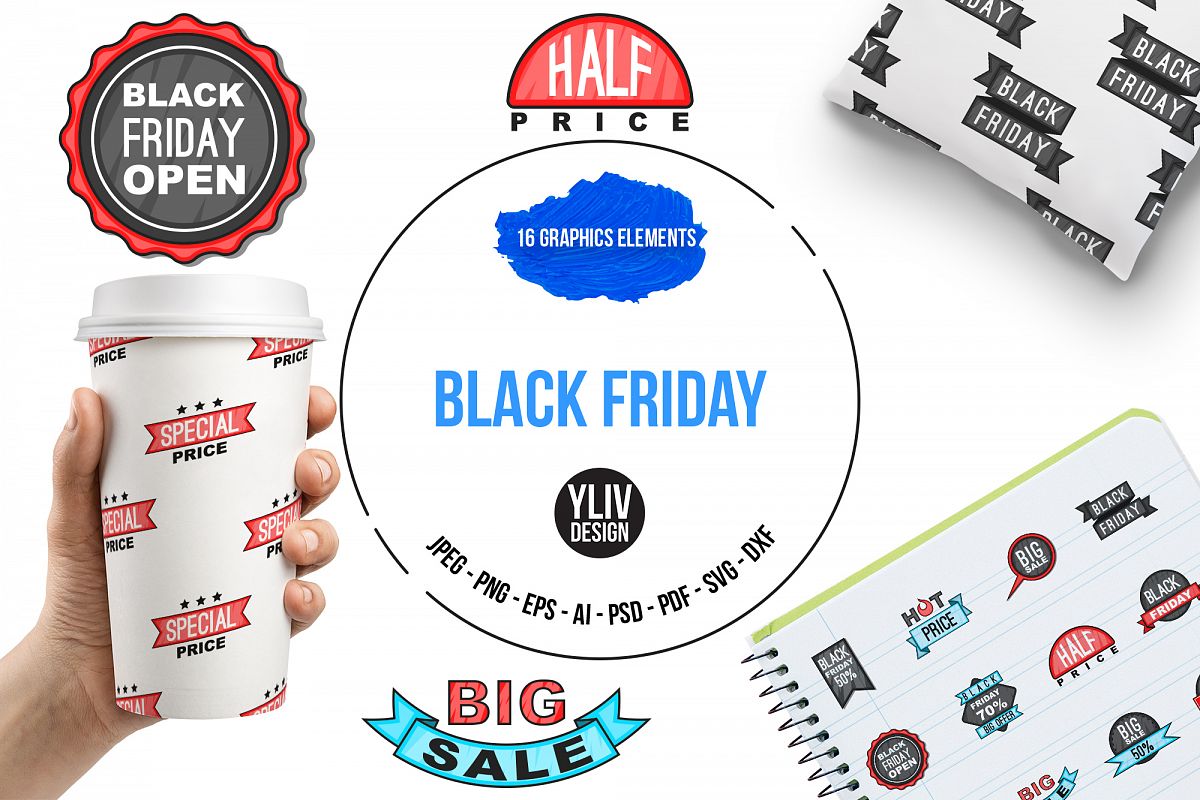 Black Friday icons set, cartoon style example image 1