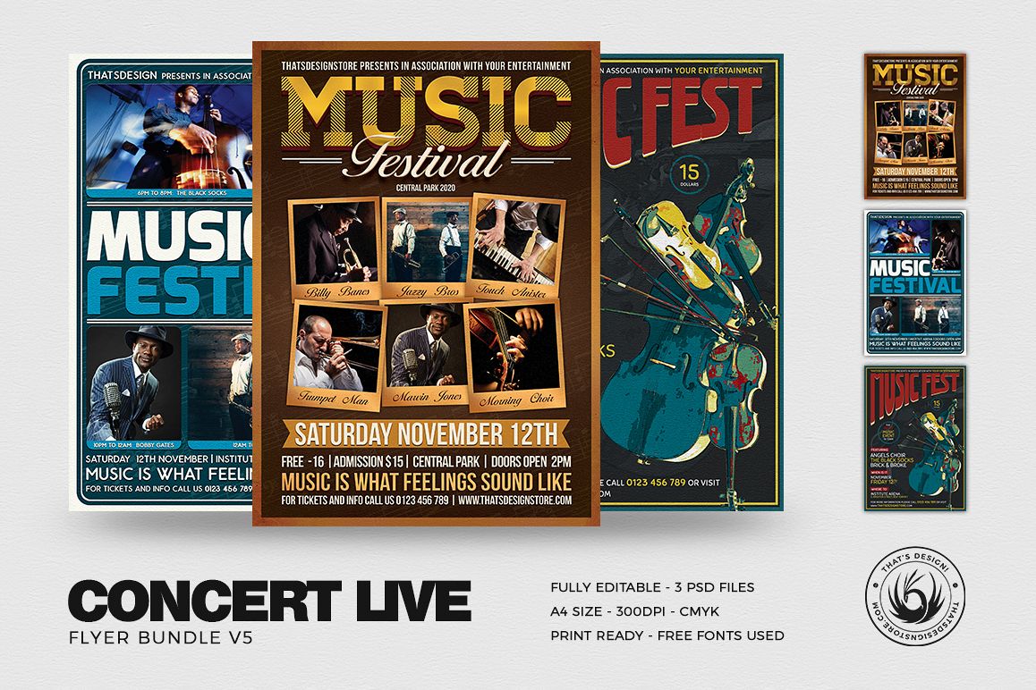 Concert Live Flyer Bundle V5 example image 1