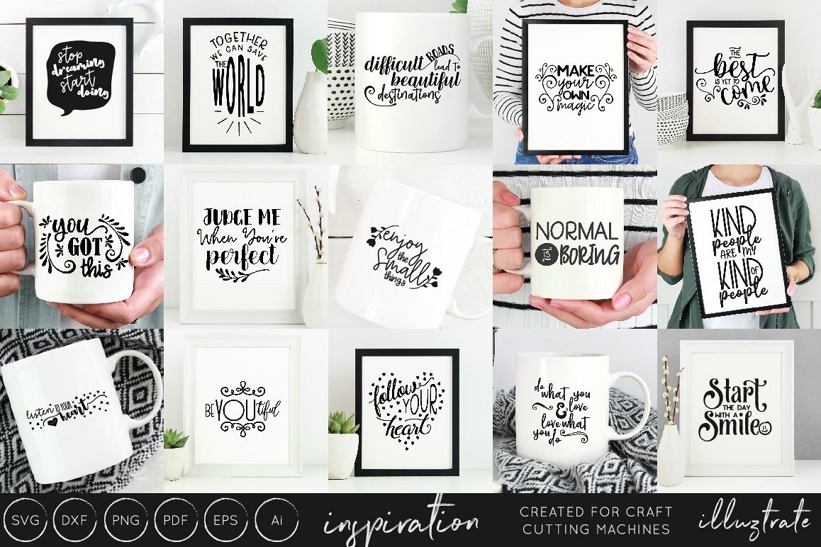 Inspirational Quotes SVG Cut File Bundle - Design Collection example image 1